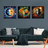 Axquilon Diamond Art Kits for Adults - 3 Pack Sun and Moon Diamond Painting Kits for Adults, 5D Round Full Drill Gem Art Paint by Diamonds Pictures DIY Crafts Kits 12x12inch Axquilon