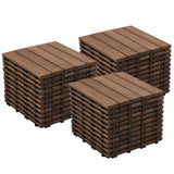 Yaheetech 33pcs Interlocking Patio Deck Tiles 12 x 12in Wood Floor Tiles Wooden Flooring for Patio Garden Deck Poolside, Brown Yaheetech