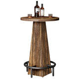 Tribesigns Bar Table, 37.4" High Round Pub Table for Small Bars, Dining Room, Kitchen, Rustic Brown (Only Table) Tribesigns