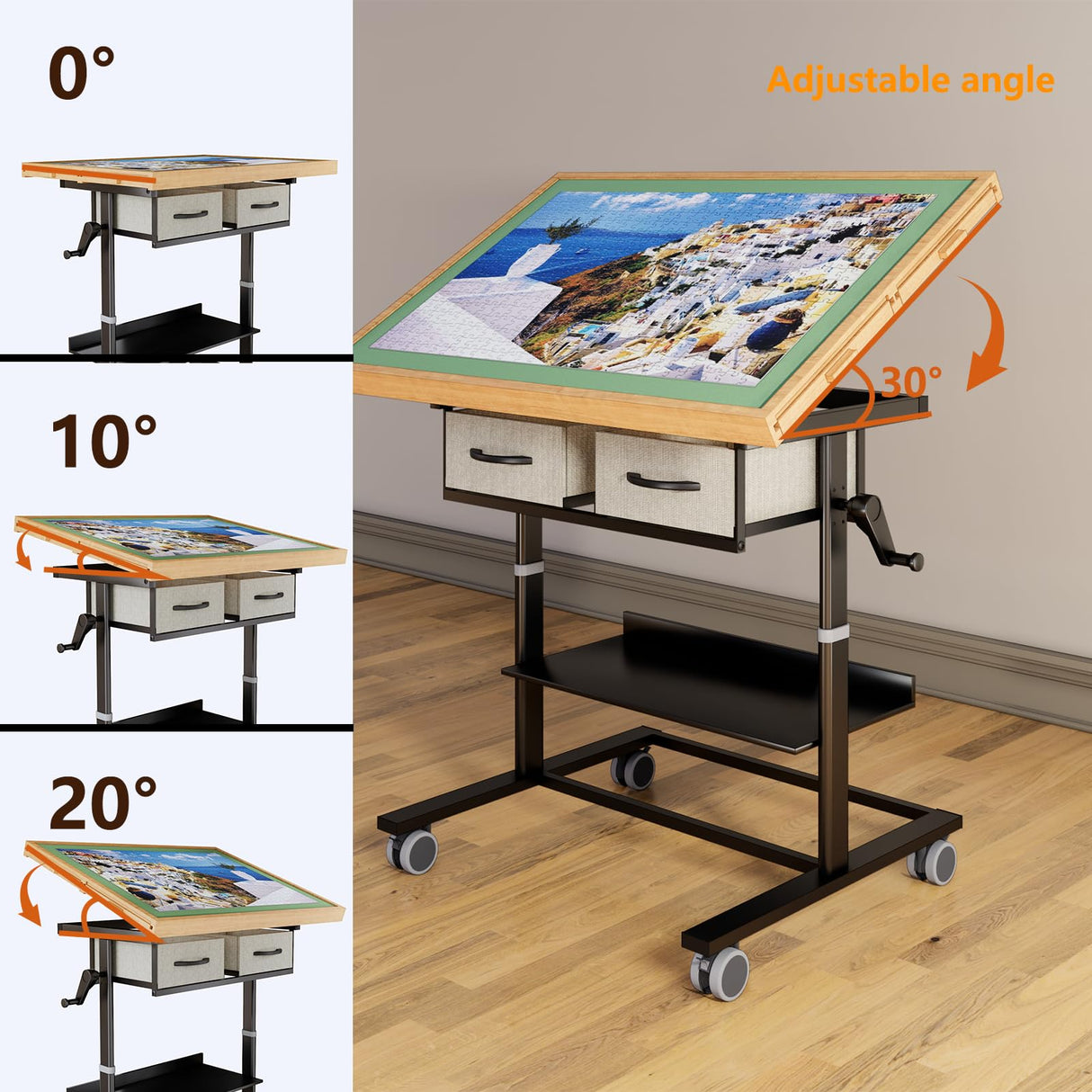 1500 Piece Jigsaw Puzzle Table with Legs,Jigsaw Puzzle Board Portable with 4 Drawers and Cover,35"x26"Adjustable Puzzle Tables for Adults,Gift for Mom OIRBOEUS