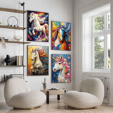 ZXQL 4 Pack Unicorn Paint by Numbers Kit for Adults Beginners, 12" Wx16 L Horse Paint by Numbers for Adults Rolled up Canvas for Painting Home Decor Creative Wall Art with Nice Gift Box ZXQL