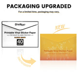 HTVRONT Printable Vinyl for Inkjet Printer & Laser Printer - 40 Pcs Glossy White Inkjet Printable Vinyl Sticker Paper, 8.5"x11" (140 g) HTVRONT
