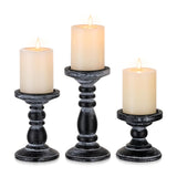 Inweder Wood Pillar Candle Holder: 3Pcs Rustic Black Candle Holders for Pillar Candles Wood Candle Holders Distressed Wooden Farmhouse Candle Holder Large Rustic Candle Holder for Fireplace Table Inweder