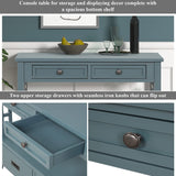 YWUFUART 36 "Farmhouse Narrow Long Solid Wood Console Entry Table for Living Room Bedroom Hallway Kitchen (Blue) YWUFUART