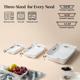DOWAN Casserole Dishes for Oven, Baking Dishes Set, Ceramic Bakeware Sets of 3, Lasagna Pan Deep, Rectangular Baking Pan Set with Handles for Baking, Casserole, Kitchen, Wedding Gift, White (15.6''/12.2''/8.9'') DOWAN