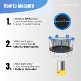 KORESPEC 14 FT Trampoline Net Replacement with 6 Pole Caps and 4 Strings, Safety Enclosure Net, Premium Breathable UV Weather Resistant Mesh, Parts Fit Outdoor Round Frame with 6 Straight Poles KORESPEC