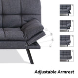Cozysnooze Convertible Futon Sofa Bed Couch,Linen Fabric Futon Sofa Couch,Memory Foam Futons,Small Splitback Modern Loveseat Sleeper Couch Bed for Living Room,Office,Apartment,Dark Grey Cozysnooze