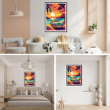SENQAO Car Diamond Art Kits for Adults, 5D Coconut Tree Diamond Art Kits, Sunset Landscape Paint Round Full Drill DIY Diamond Art Kits for Home Wall Decor 11.8x15.7 inch SENQAO
