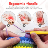 iKumar Crochet Hooks Set, 12 Sizes Crochet Needle Kit, 41 Piece Crochet Kit with Ergonomic Handles for Arthritic Hands, Knitting Needles with Yellow Storage Case iKumar