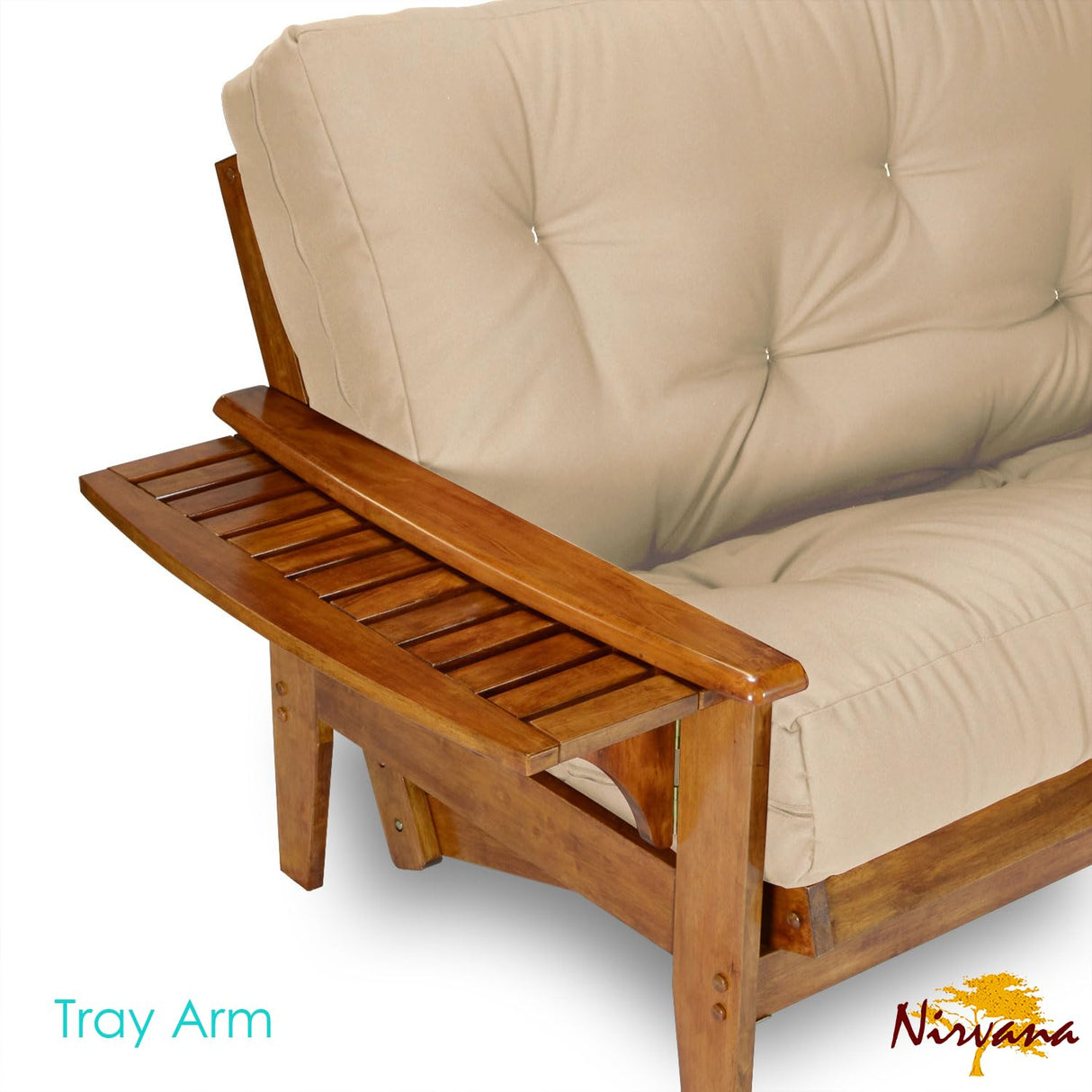 Nirvana Futons Eastridge Futon Set - Full Size, Frame, 8" Mattress, Microfiber Sussex Khaki Cover Nirvana Futons