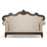 Furniture of America Adelaide Traditional Upholstered Sofa with Rolled Armrests and Button Tufted Back, Wooden Comfortable Couch for Living Room, Office, Bedroom, 2-Seater Loveseat, Dark Cherry/Beige Furniture of America