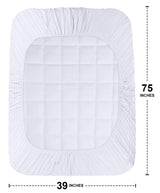 Utopia Bedding Twin Mattress Pad, Quilted Fitted Premium Mattress Protector, Deep Pocket Cover Stretches up to 16 Inches, Fluffy Pillow Topper (39x75 Inches, White) Utopia Bedding
