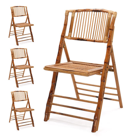 VINGLI Bamboo Folding Chair, Foldable Dining Chair for Outdoor & Indoor, Patio, Porch, Wedding, Party, Event (4 Pack) … VINGLI