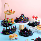 Yinder 80 Pcs Crafts Crowns Set DIY Scratch Paper Crowns with Rainbow Color Headband Hats Wooden Styluses Craft Elastic Bands Colorful Gem Jewels Stickers for Boys Girls Adults Yinder