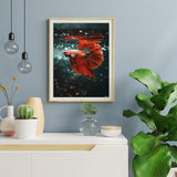KZKZXA DIY Red Betta Fish Diamond Painting Fish Paint by Numbers for Adult Full Round Diamond Art Kits for Room Decor Living Room Decor 12x16 Inch KZKZXA