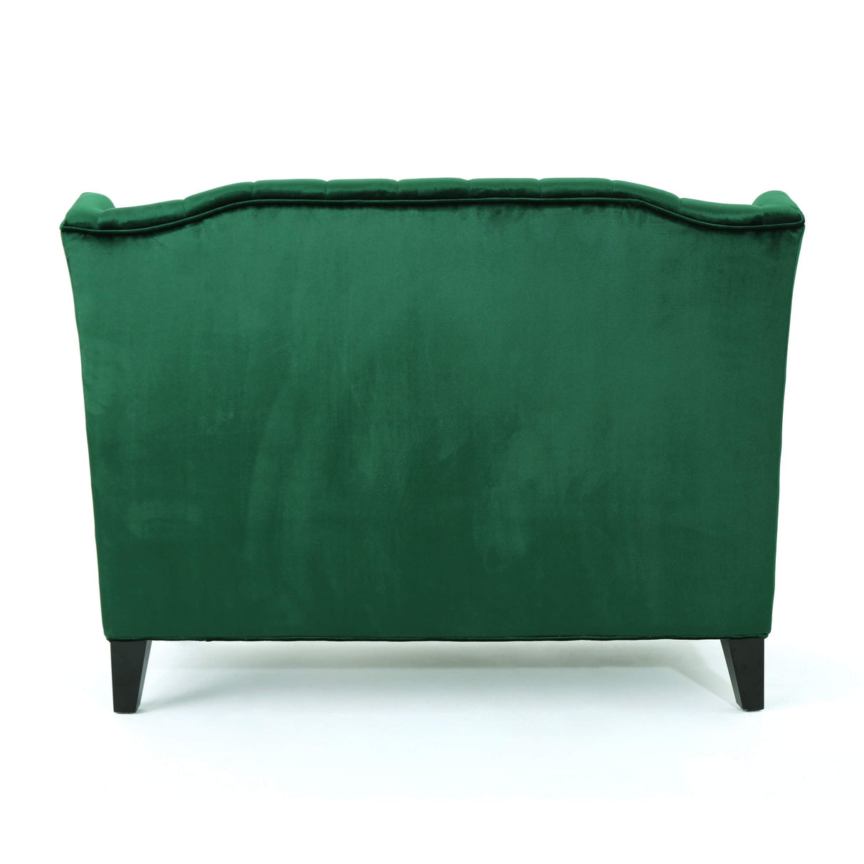 Christopher Knight Home Leora Modern Glam Tufted Velvet Wingback Loveseat, Emerald / Dark Brown Christopher Knight Home