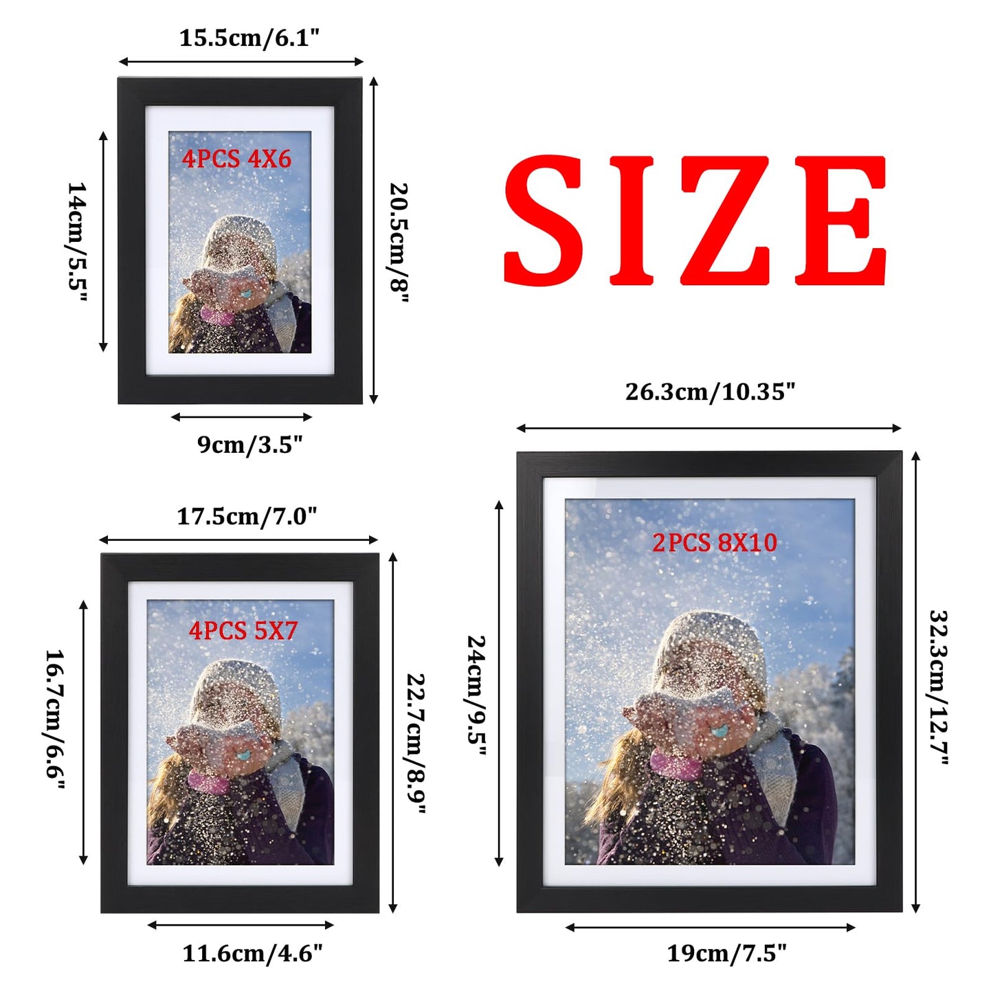 Giftgarden Multi Black Picture Frames with Mat for Multiple Sizes Photos, Four 4x6, Four 5x7, Two 8x10 for Gallery Photo Frame Collage Wall or Tabletop Display, Assortment Pack of 10 - WoodArtSupply