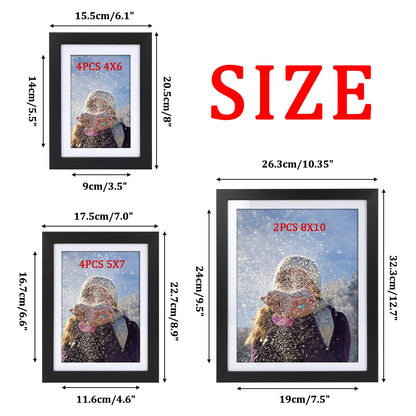 Giftgarden Multi Black Picture Frames with Mat for Multiple Sizes Photos, Four 4x6, Four 5x7, Two 8x10 for Gallery Photo Frame Collage Wall or Tabletop Display, Assortment Pack of 10 - WoodArtSupply