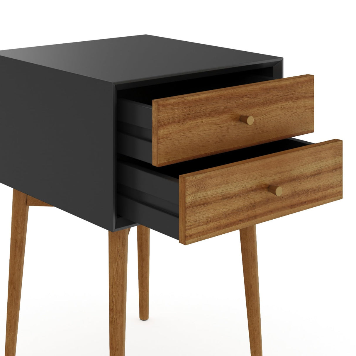Nathan James Harper Modern Nightstand Side Accent or End Table with Storage Drawer, 1, Black/Brown Nathan James