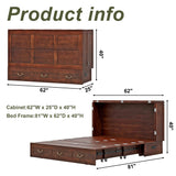 EITACHUL Solid Wood Murphy Storage Bed: Queen Size Murphy Bed with USB Port and Strong Drawer for Bedroom/Guest Room/Living Room（Mattress Not Included） Shadow Black-16 EITACHUL