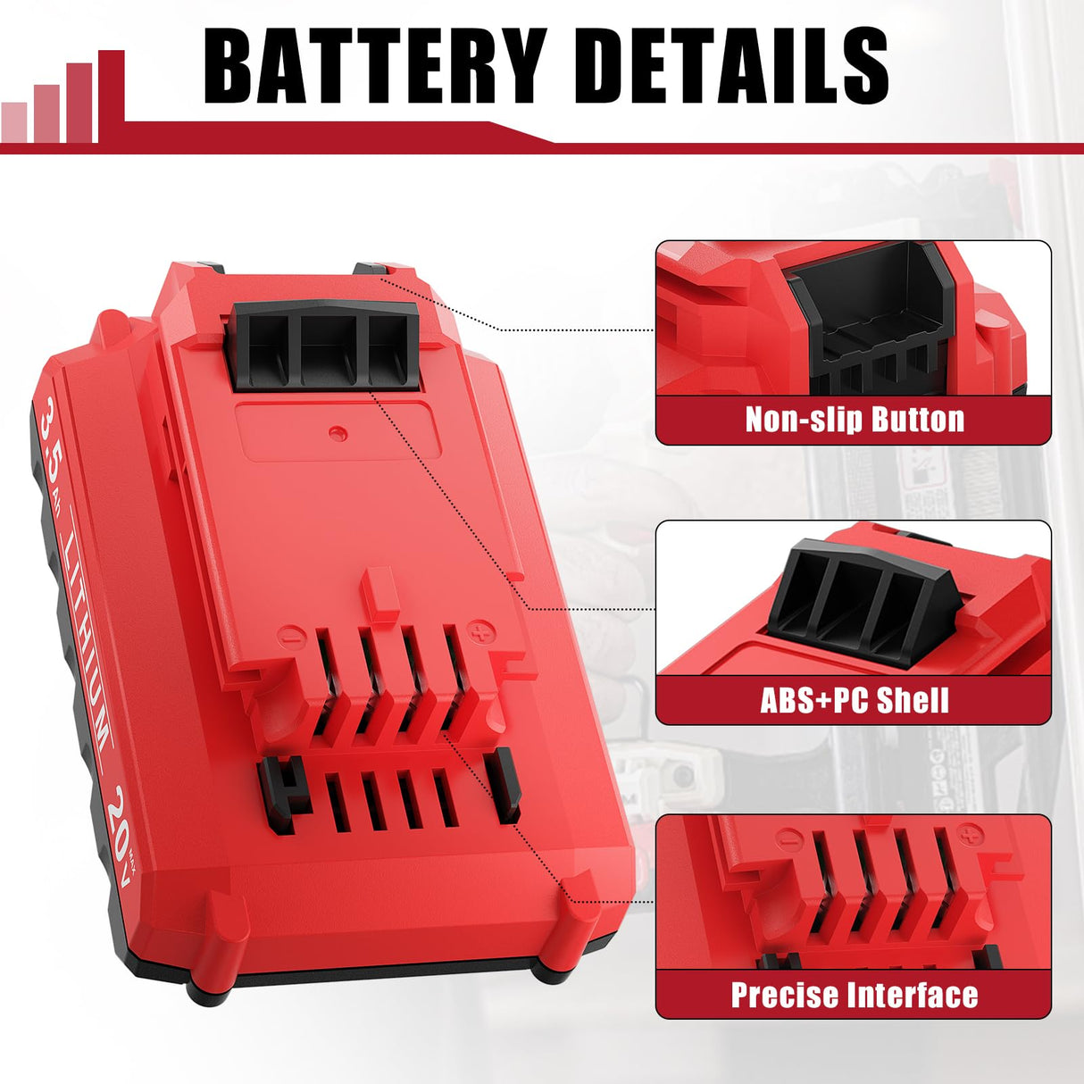 Upgraded 3.5Ah Replacement for Porter Cable 20V Battery, Compatible for Porter Cable 20V Lithium Battery PCC680L PCC681L PCC682L PCC685L PCC685LP PCC660B PCC790B Bonacell