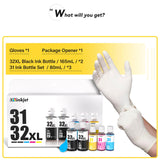 Osinkjet 31 Ink Bottle Set, 32XL Black Ink Bottle Compatible for HP Smart Tank 7602 6001 5101 5000 7300 7301 520 580, 31 32xl Ink Bottles Set for Smart Tank Plus 651 551 Ink Refill Osinkjet