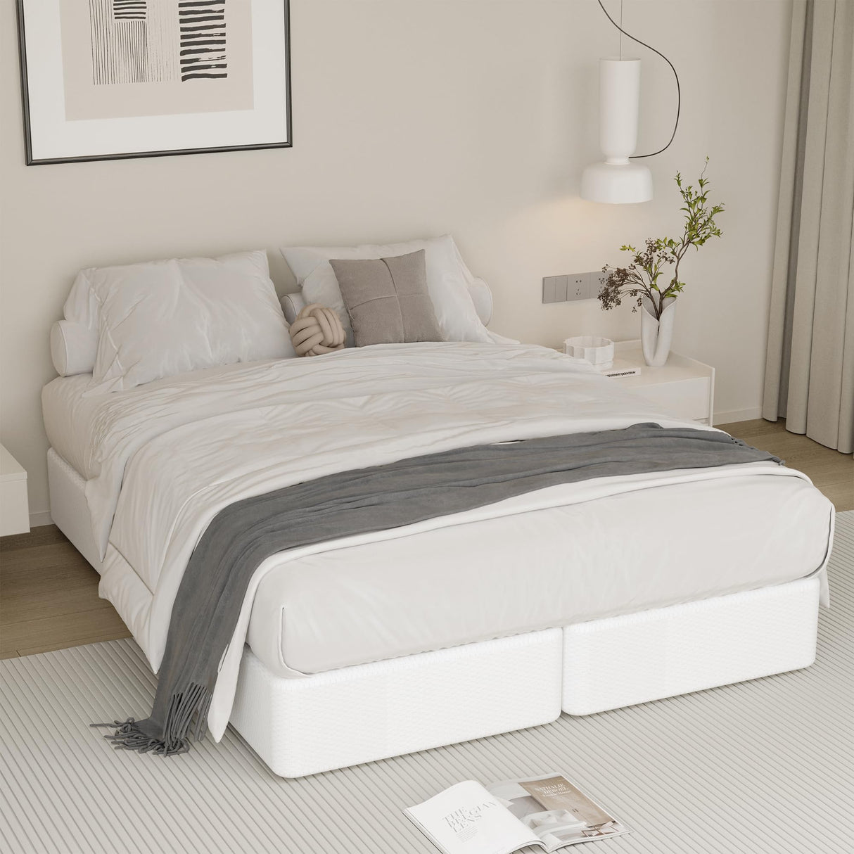 Yicensen Split King Box Spring 5 Inch, Low Profile Heavy Duty Metal Box Spring King Size with Fabric Cover, Noise-Free, Quick Assembly Yicensen