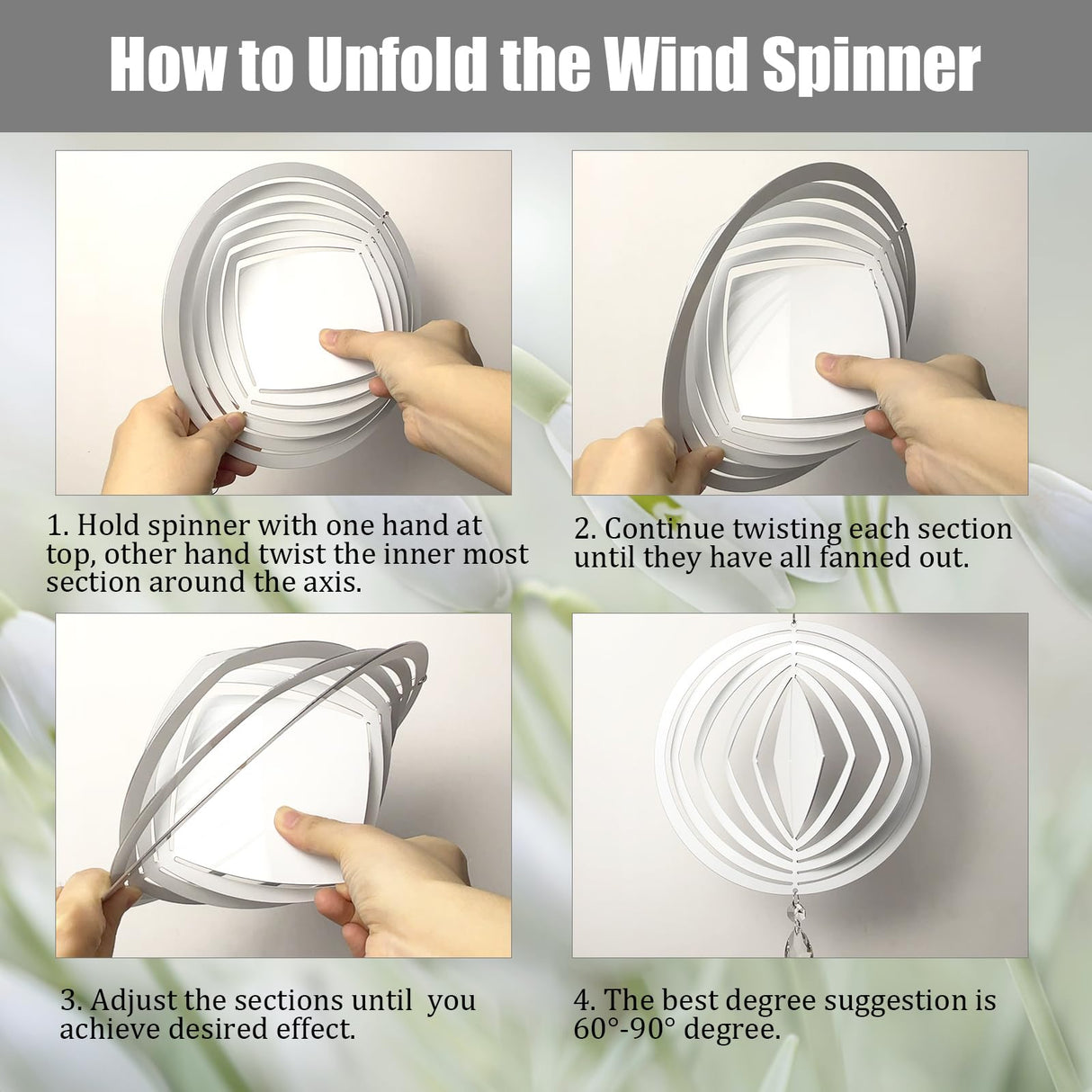 4Pack 8inch Sublimation Wind Spinner Blanks 3D Aluminum Metal Wind Sculpture Kinetic Spinners for Yard and Garden Indoor Art Ornaments Hanging Decoration (Geometric) WindMage