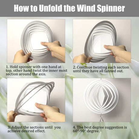 4Pack 8inch Sublimation Wind Spinner Blanks 3D Aluminum Metal Wind Sculpture Kinetic Spinners for Yard and Garden Indoor Art Ornaments Hanging Decoration (Geometric) WindMage