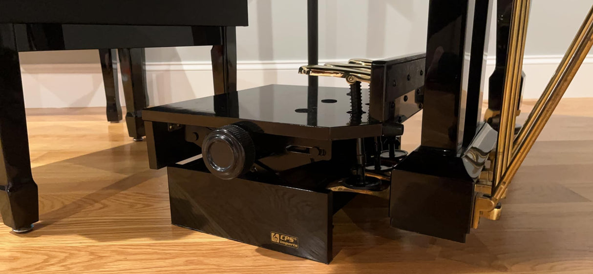 CPS Imports Wood Adjustable Piano Pedal Extender Bench in Ebony with 3 Pedals CPS Imports