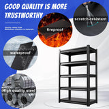 EWZXDB Garage Shelving 3000lb Heavy Duty Shelving, Garage Storage Shelves Adjustable Metal Shelf, 5 Tier Utility Shelves Unit, Metal Shelf Rack for Basement, Industrial Black 72''H*35.4''W*15.7''D EWZXDB