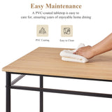 VECELO 5-Piece Kitchen Dining Table Set, Wood Tabletop & Heavy-Duty Metel Frame, Rectangle Dinette with 4 Chairs for Small Space, Breakfast Nook, Natural & Black VECELO