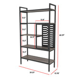 Weehom 5-Tier Adjustable Industrial Bookshelf, Modern Wood Bookcase with Stable Metal Frame, Open Storage Shelves Standing Shelving Unit for Living Room Bedroom Kitchen Office Weehom