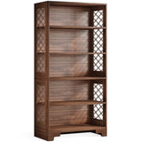 Tribesigns 6-Tier Bookcase, 70.8" Vintage Tall Bookcase,5-Shelf Mid-Century Display Rack Storage Shelves for Home Office, Living Room, Bedroom, Set of 2 Tribesigns