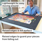 Felt Puzzle Tray Board 2000 Piece with Cover Portable Dark Gray Light Weight Felt Jigsaw Puzzle Mat with Raised Edges PUZZLE EZ