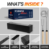 KORNIFUL Tabletop Fire Pit with S’Mores Maker Kit – Large Indoor & Outdoor Portable Fireplace for Patio, Balcony, Holiday Parties, Family Gatherings & Friday Nights – Premium Table Top Firepit KORNIFUL