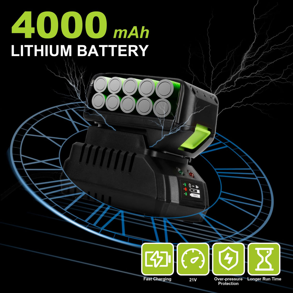 Yougfin Cordless Impact Wrench 1/2 inch for Lug Nuts, 20V Brushless Power Impact Gun Kit 400N.M, 4.0 Ah Battery Powered Impact Driver Heavy Duty, Electric Impact Wrench for Car Home Yougfin