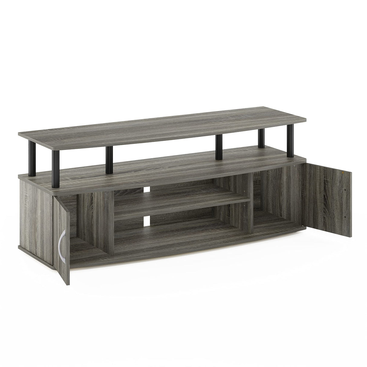Furinno JAYA Large Entertainment Stand for TV Up to 55 Inch, French Oak Grey/Black Furinno