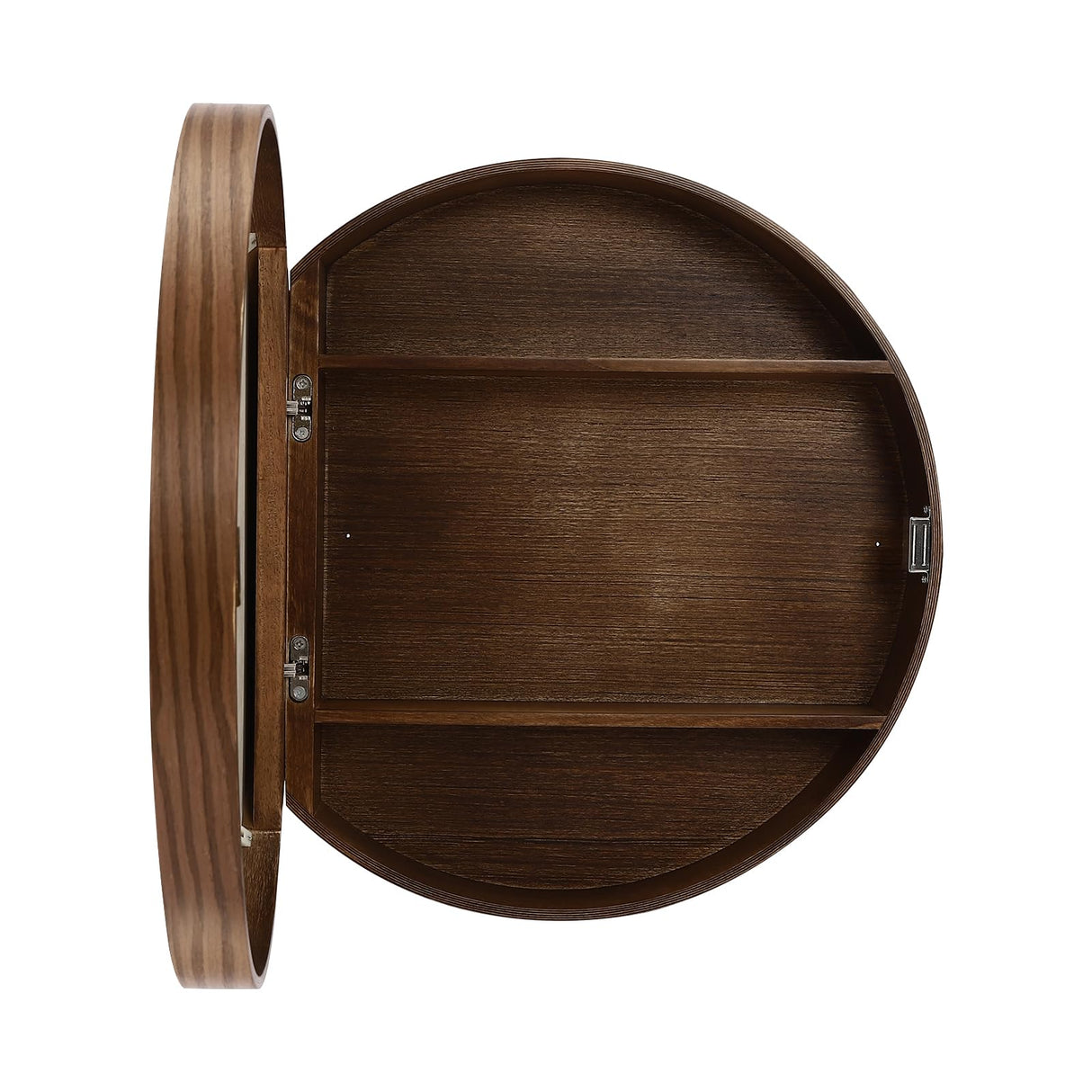 YUMIONB Bathroom Medicine Cabinet with Mirror, 19.68''D x 5.4''H Wall Mounted Round Mirror Medicine Cabinet Modern Vanity Mirror with Storage for Bathrooms, Balconies, Commerical(Walnut) YUMIONB