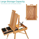 VISWIN French Easel, Hold Canvas up to 34", Beech Wood Adulstable Foldable Studio & Field Sketchbox Easel with Drawer, Palette, Level Instrument & Scale Leg, Portable Tabletop & Floor Painting Easel VISWIN