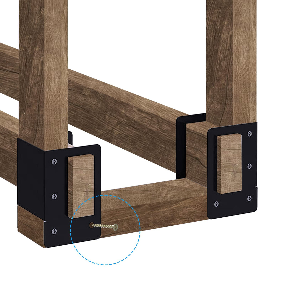 Zhitaoxun 4 Pack Firewood Log Storage Rack Bracket,Indoor Outdoor Adjustable Heavy Duty Powder Coated Steel Holder,Fireplace Wood Storage, Log Holder Zhitaoxun