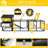 Ketive 116" Large Chicken Coop with Run, Outdoor Wooden Hen House for 3-5 Chickens, Poultry Cage with Nesting Boxes, 4 Perches, Leakproof Pull-Out Tray, Ramp, and Expandable Design for Small Animals ketive