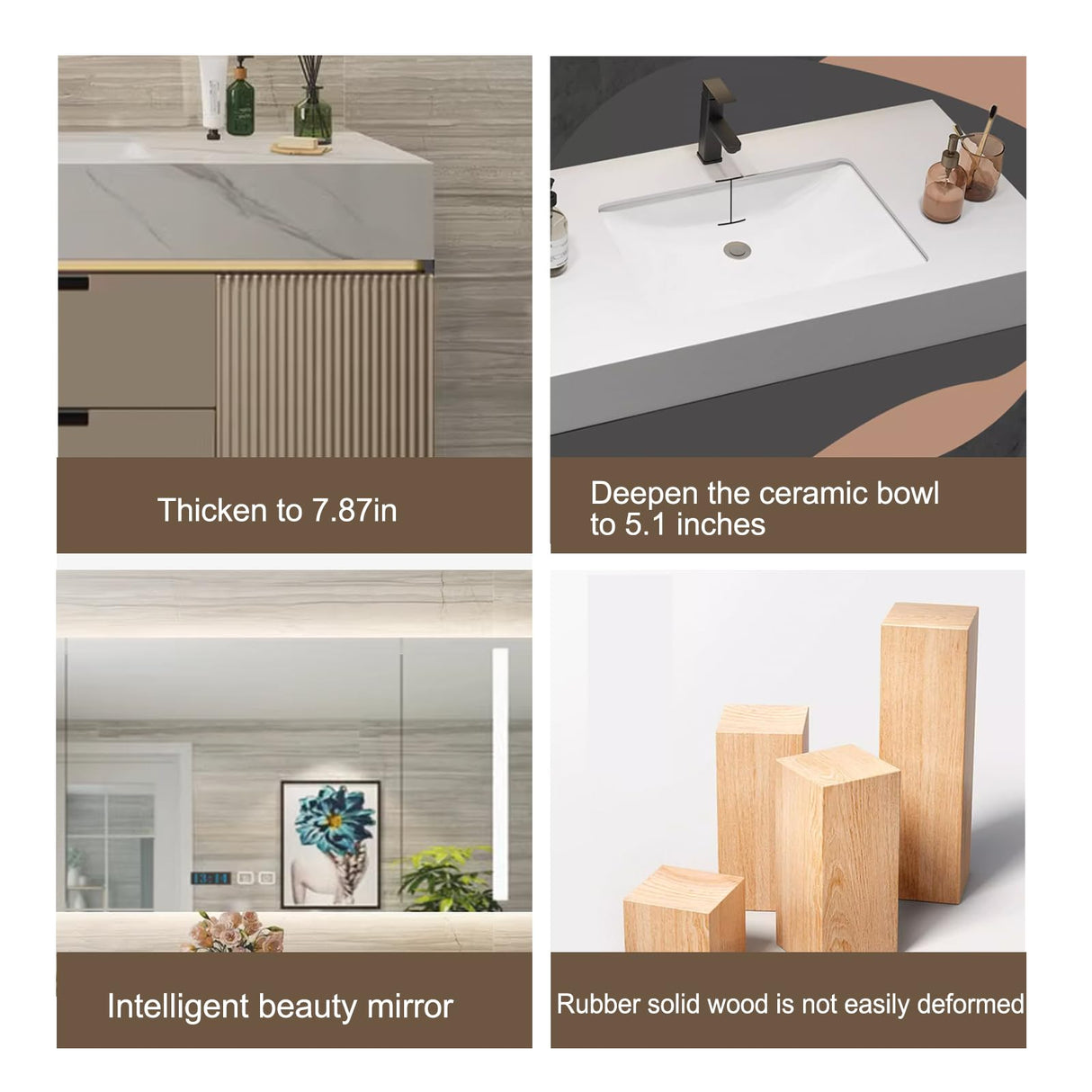 Genpai Floating Bathroom Vanity - 72IN Bathroom Vanity with Sink Business, Double Sink | LED Lights & One-Touch Defogging, Easy Installation, 2 Drawers Genpai