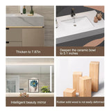 Genpai Floating Bathroom Vanity - 72IN Bathroom Vanity with Sink Business, Double Sink | LED Lights & One-Touch Defogging, Easy Installation, 2 Drawers Genpai