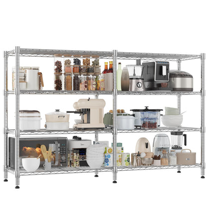 Homdox Heavy Duty Storage Shelves, 4 Tier Wire Shelving Unit, Adjustable Metal Shelves for Storage, Garage Rack Pantry Shelves Kitchen Shelving, 18"x72"x60", Silver Gray