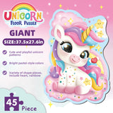 45 Piece Unicorn Floor Puzzle, Large Special Shapes Puzzles for Kids Ages 3-5, Toddler Floor Puzzles for Kids Ages 4-8, 4 Year Old Girl Gifts Toys for Birthday, Halloween, Christmas wookidel