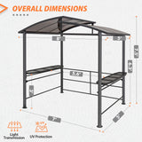 EAGLE PEAK 8x5 ft Grill Gazebo, Steel Frame Outdoor BBQ Cover, Double-Tier Polycarbonate Barbecue Canopy with Shelves EAGLE PEAK