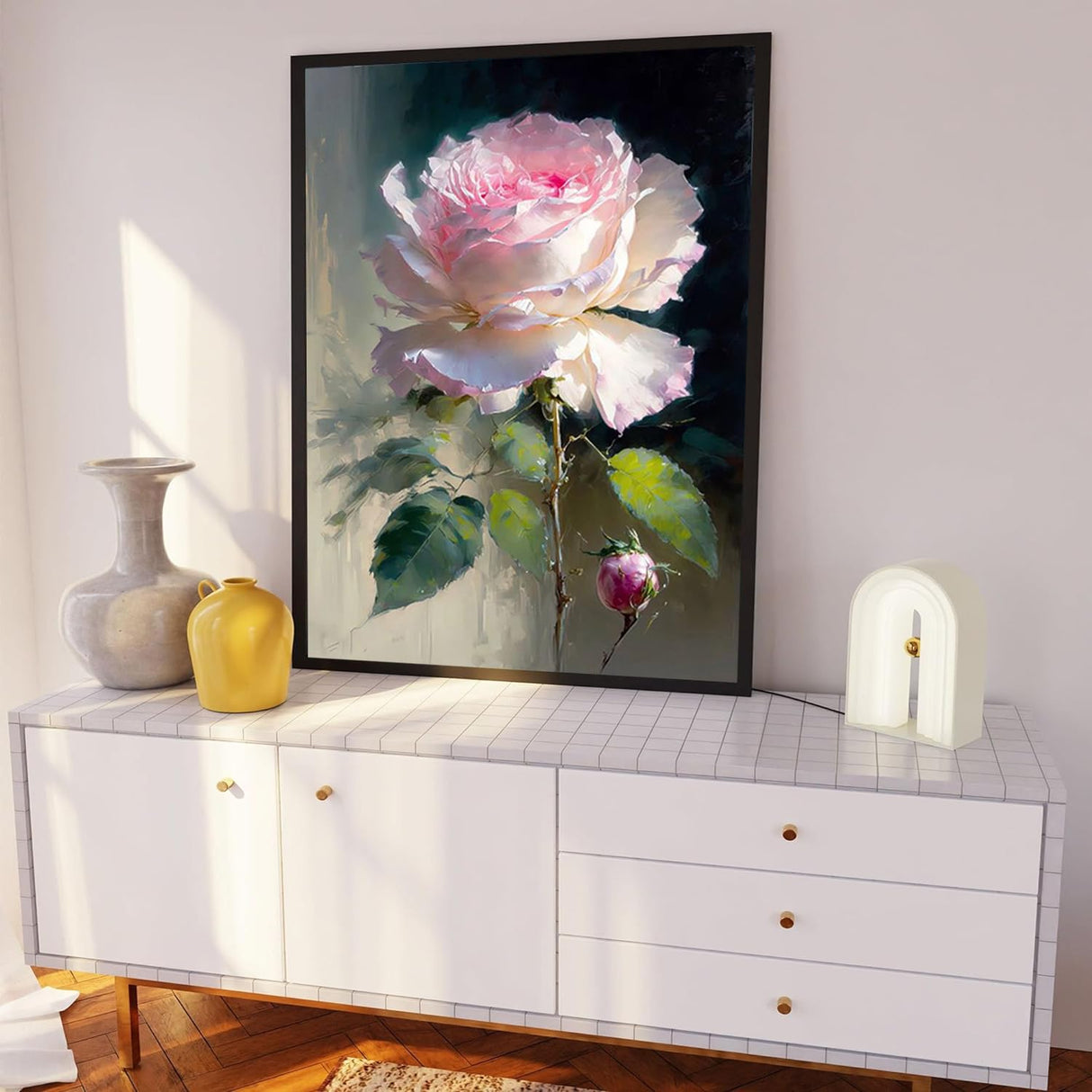 xackcme Rose Paint by Numbers for Adults - Flower Paint by Number on Canvas Without Frame, DIY Floral Oil Painting for Gift Home Wall Decor (16x20 inch) xackcme