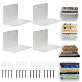 ECOSEAO Floating Book Shelves for Wall, Heavy-Duty Book Organizers, Iron Wall Mounted Shelves for Home Office Classroom Library, White Large (4) ECOSEAO