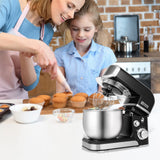 Kitchen in the box Stand Mixer,3.2Qt Small Electric Food Mixer,6 Speeds Portable Lightweight Kitchen Mixer for Daily Use with Egg Whisk,Dough Hook,Flat Beater (Black) Kitchen in the box